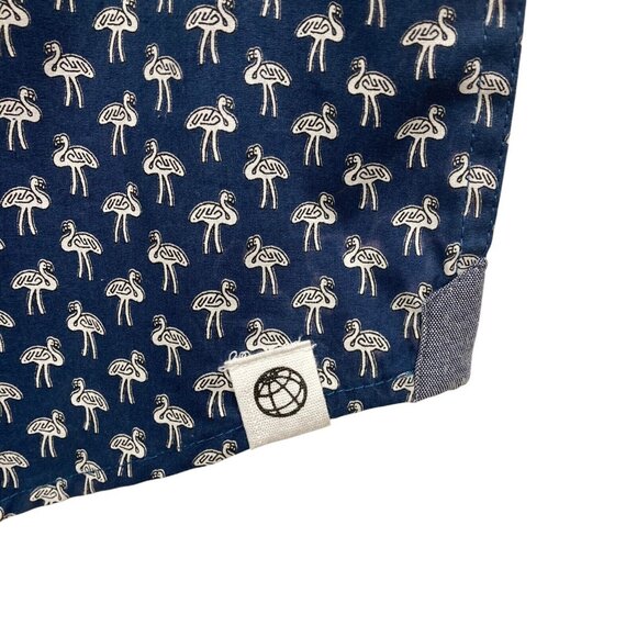 Free Planet Mens Cotton Casual Shirt, Size 1X, Navy Blue White‎ Flamingos Pocket - Picture 4 of 8